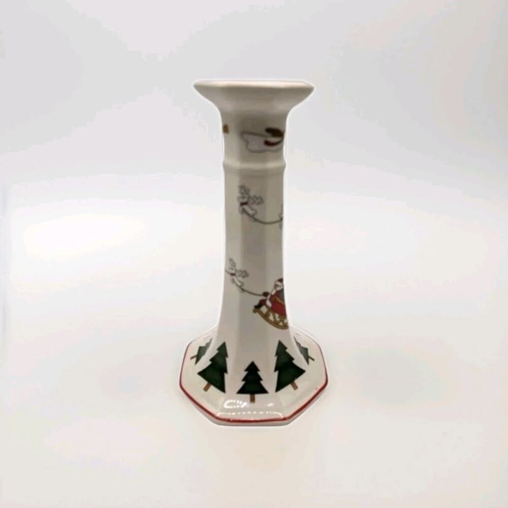 Vintage Santa And Reindeer Candlestick, Marked Mason England Porcelain